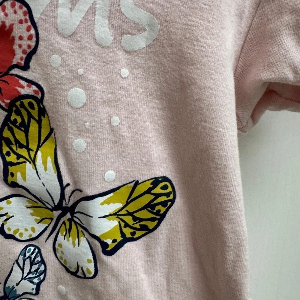Daughter Queen 4T Girls Pink Butterfly Dreams Fly Short Sleeve Pajama Top Shirt